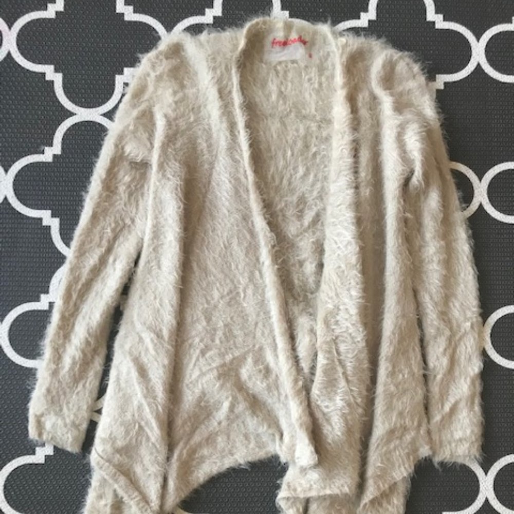 Freeloader Fuzzy Beige Wrap Sweater